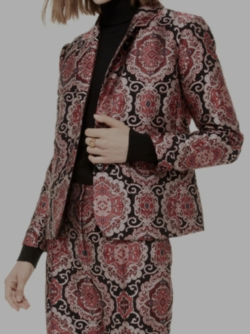 Suit Red & Black Medallion Print